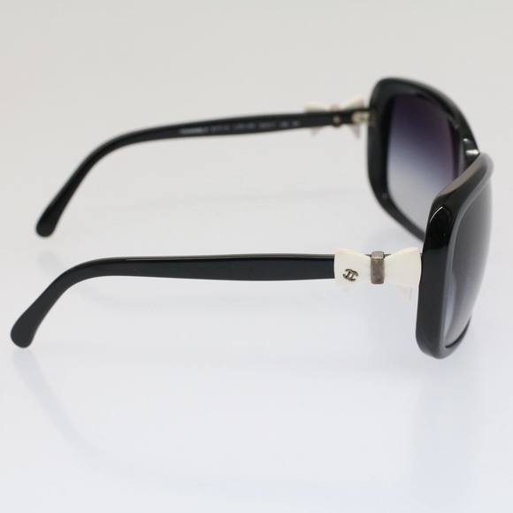 CHANEL Ribbon Sunglasses Plastic Black White CC Auth 53404 - Picture 3 of 16